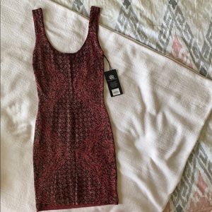 Red, black, gold bodycon dress